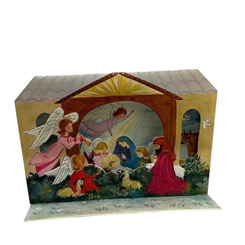 Vtg 1960’s American Greetings Pop up 3D Christmas Card Nativity Box/6 (NOS)